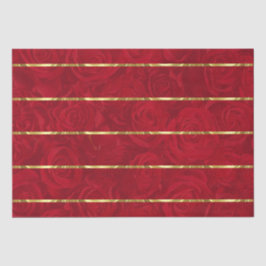 Romantische Rote Rosen Gold Akzente Seidenpapier