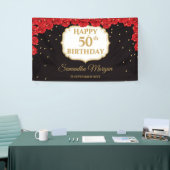 Romantische rote Rosen Gold Glitzer Schwarz Brithd Banner (Messeveranstaltung)