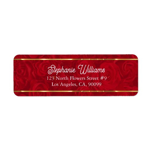 Romantische Rote Rosen Gold Streifen Akzent (Vorne)