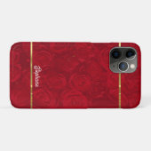 Romantische Rote Rosen Gold Streifen Akzent Case-Mate iPhone Hülle (Rückseite (Horizontal))