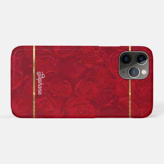 Romantische Rote Rosen Gold Streifen Akzent Case-Mate iPhone Hülle (Rückseite (Horizontal))