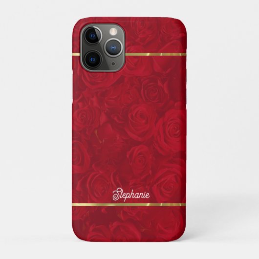 Romantische Rote Rosen Gold Streifen Akzent Case-Mate iPhone Hülle (Rückseite)