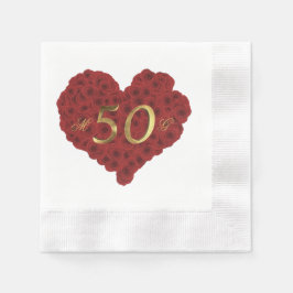 Romantische Rote Rosen Herz 50. Hochzeitstag Serviette