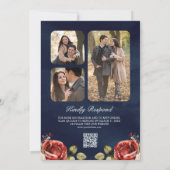 Romantische Rote Rosen Hochzeit der Seestreitkräft Einladung (Rückseite)