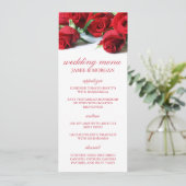 Romantische Rote Rosen Hochzeitsmenü Menükarte (Stehend Vorderseite)