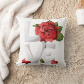 Romantische rote Rosen-Liebe-Typografie Botanisch Kissen (Decke)