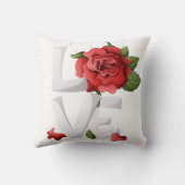 Romantische rote Rosen-Liebe-Typografie Botanisch Kissen (Rückseite)