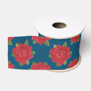 Romantische Rote Rosen, maßgeschneidert Grosgrain Ripsband