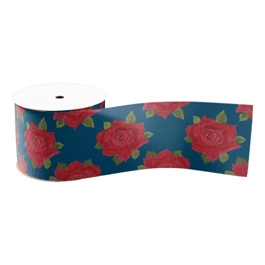 Romantische Rote Rosen, maßgeschneidert Grosgrain  Ripsband (Spule)