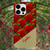 Romantische Rote Rosen mit Monogram-Farbblock Case-Mate iPhone Hülle