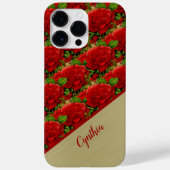Romantische Rote Rosen mit Monogram-Farbblock Case-Mate iPhone Hülle (Rückseite)