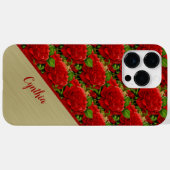 Romantische Rote Rosen mit Monogram-Farbblock Case-Mate iPhone Hülle (Rückseite (Horizontal))
