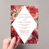 Romantische Rote Rosen Moderne Hochzeit Acryleinladungen (Insitu (Handheld))