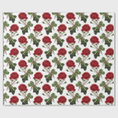 Romantische Rote Rosen Muster Geschenkpapier (Flach)