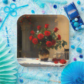 Romantische Rote Rosen Pappteller (Party)