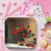 Romantische Rote Rosen Pappteller (Party)