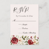 Romantische Rote Rosen Rosa Hochzeit RSVP Begleitkarte (Vorderseite)
