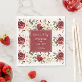 Romantische Rote Rosen Rosa Hochzeit Serviette (Beispiel)