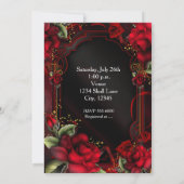 Romantische Rote Rosen Seide Geburtstagsparty Einl Einladung (Rückseite)