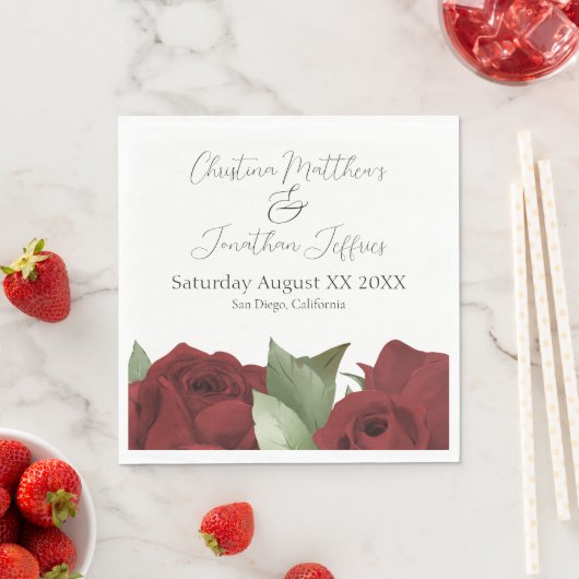 Romantische Rote Rosen Serviette (Beispiel)