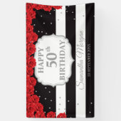 Romantische rote Rosen, silberfarbener Glitzer Banner (Vertikal)