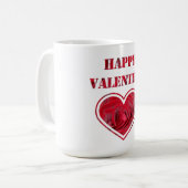 Romantische Rote Rosen Typografie Happy Valentine Kaffeetasse (Vorderseite Links)
