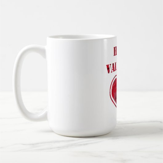 Romantische Rote Rosen Typografie Happy Valentine Kaffeetasse (Links)