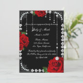 Romantische Rote Rosen und Diamanten-Engagement-Pa Einladung (Stehend Vorderseite)