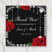 Romantische Rote Rosen und Diamanten Geschenkanhänger (Rückseite)