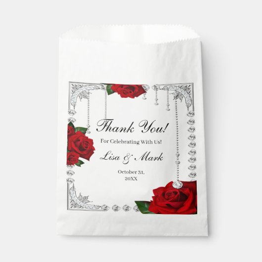 Romantische Rote Rosen und Diamanten Geschenktütchen (Vorderseite)