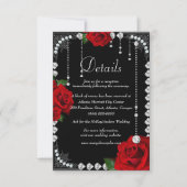 Romantische Rote Rosen und Diamanten Hochzeitsdeta Einladung (Vorderseite)