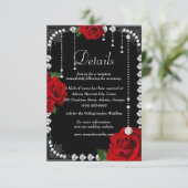 Romantische Rote Rosen und Diamanten Hochzeitsdeta Einladung (Stehend Vorderseite)