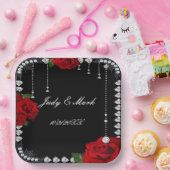 Romantische Rote Rosen und Diamanten Pappteller (Party)