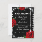 Romantische Rote Rosen und Diamanten Save the Date (Vorderseite)