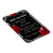 Romantische Rote Rosen und Diamanten Save the Date Magnet (Rechte Seite)