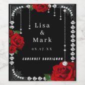 Romantische Rote Rosen und Diamantweinmarken Weinetikett (Einzelnes Label)