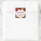 Romantische Rote Rosen und Gold Glitzer 60. Geburt Quadratischer Aufkleber (Tasche)