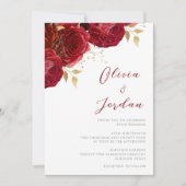 Romantische Rote Rosen und Hochzeiten Einladung (Vorderseite)