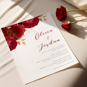 Romantische Rote Rosen und Hochzeiten Einladung