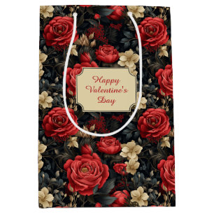Romantische Rote Rosen und Vanilla Weiße Blume Mittlere Geschenktüte