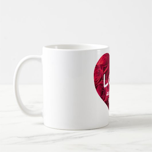 Romantische rote Rosen Valentinherz Kaffeetasse (Links)