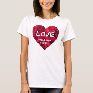 Romantische rote Rosen Valentinherz, Monogramm Lie T-Shirt