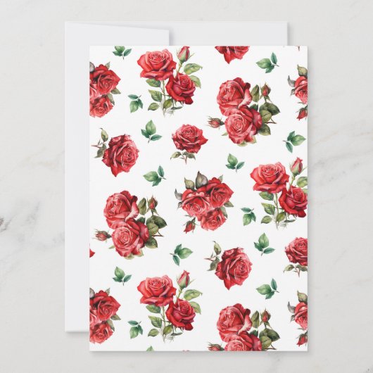 Romantische Rote Rosen Valentinstag Abendessen Einladung (Rückseite)