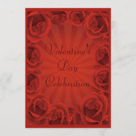 Romantische Rote Rosen Valentinstag Party Einladung