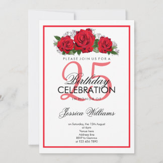 Romantische Rote Rosen zum Geburtstag Einladung