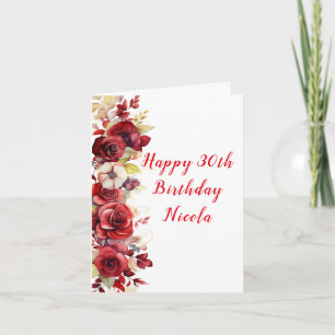 Romantische Rote Rosen zum Geburtstag Karte