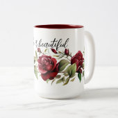 Romantische Rote Rosen Zweifarbige Tasse (VorderseiteRechts)