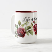 Romantische Rote Rosen Zweifarbige Tasse (Vorderseite Links)