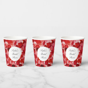 Romantische rote Rosenblüten Blumen Hochzeit Pappbecher