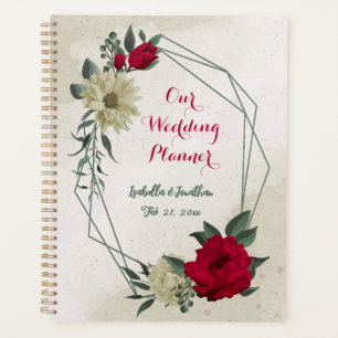romantische rote und blassgelbe Blumenhochzeit Planer